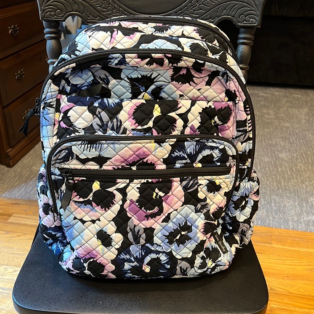 Vera Bradley XL Campus Backpack- Plum Pansies